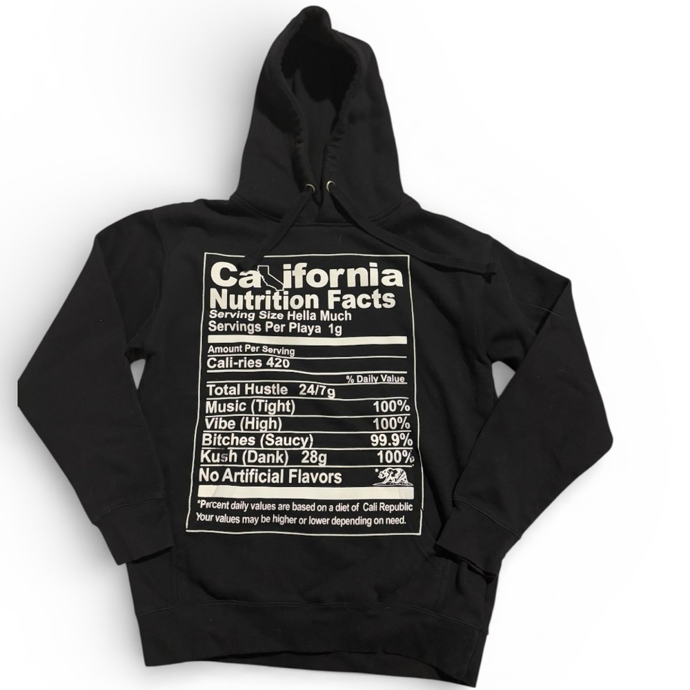 California Nutrition Facts Black Hoodie